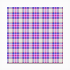 Pink And Blue Plaid Fabric Canvas Print