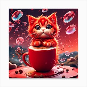 Cat In A Cup Canvas Print