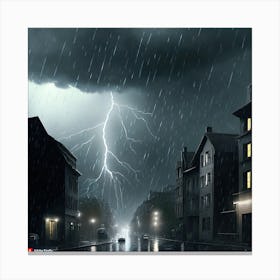 Lightning Storm In The City Canvas Print