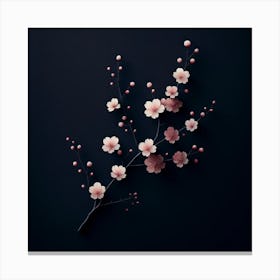 Cherry Blossoms On Black Background Canvas Print
