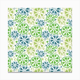 Slices Navy Olive Green Canvas Print