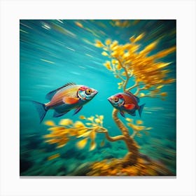 Two Fish Swimming In The Water Canvas Print