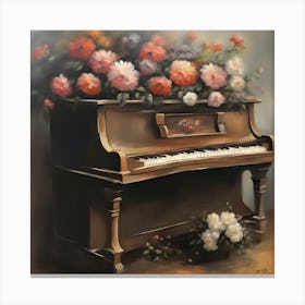 Piano With Flowers Canvas Print
