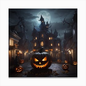 Halloween Pumpkins In The Street Canvas Print