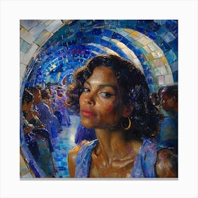Woman In A Blue Tunnel Canvas Print