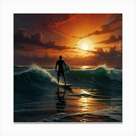 Surfer At Sunset 1 Canvas Print