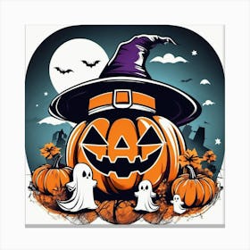 Halloween Pumpkin with hat 4 Canvas Print