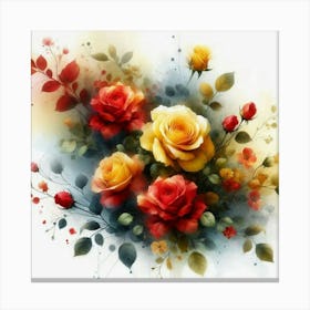 Watercolor design with beautiful roses oil painting abstract 17 Canvas Print