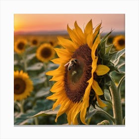 Sunflowers At Sunset Canvas Print