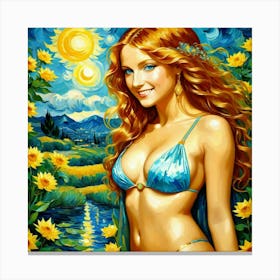 Sunflower Girlchjo Canvas Print