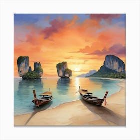 Sunset In Krabi Thailand Art Print 2 Canvas Print