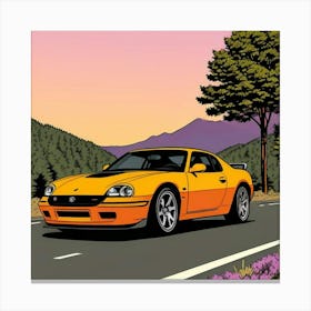 Dynamic Sports Car Close-Up with Bold Stripes Canvas Print