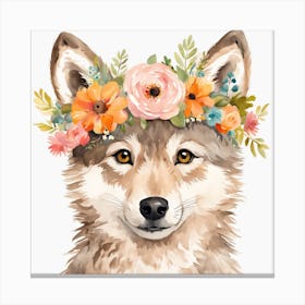 Floral Baby Wolf Nursery Illustration (34) Canvas Print