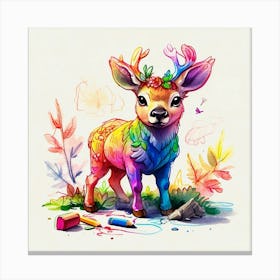 Colorful Deer 1 Canvas Print