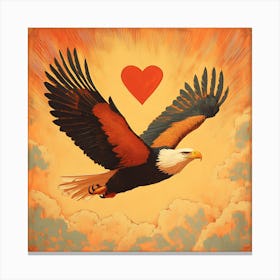 Art Deco Eagle with Heart-shaped Cloud Canvas Print