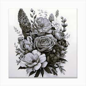 Black And White Flowers Canvas Print