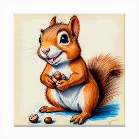 Squirrel Drawing 7 Canvas Print