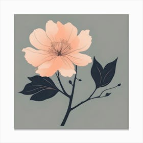 Peach Blossom on Light Greenish Grey Background Canvas Print