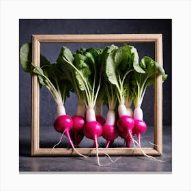 Radishes In A Wooden Frame Canvas Print