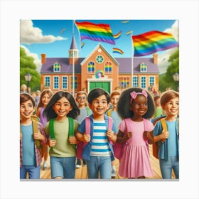 Rainbow School Children Canvas Print