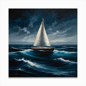 Sailboat In Rough Seas Canvas Print