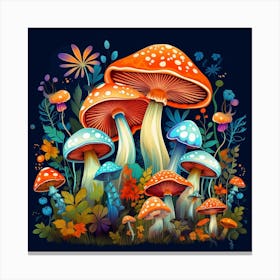 Mushrooms And Flowers 9 Canvas Print