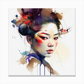 Watercolor Modern Geisha #1 Canvas Print