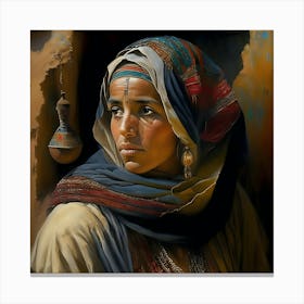Egyptian Woman Oil Painting Canvas Print