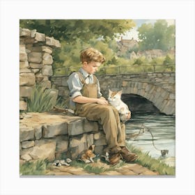 Graham and His Cat near Burford Canvas Print