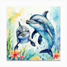 Baby dolphins Canvas Print