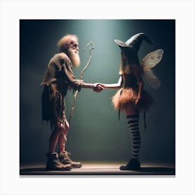 Old Man And fairy Canvas Print