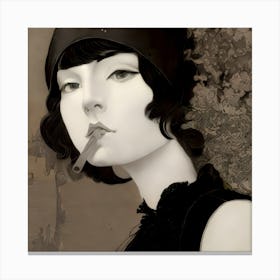 Woman Smoking A Cigarette Canvas Print