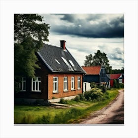 House Baltic City Countryside Window Colours View Brick Black Street Latvia Background L (2) Canvas Print