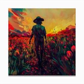 Serene Sunset Journey - Modern Landscape Canvas Canvas Print