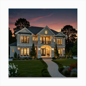 Luxury Home At Dusk Canvas Print