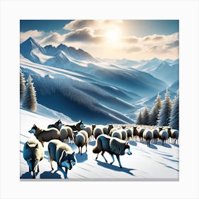 Sheep In The Snow Canvas Print