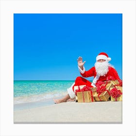 Santa Claus On The Beach Canvas Print
