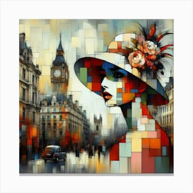 Abstract Art English lady in London 7 Canvas Print