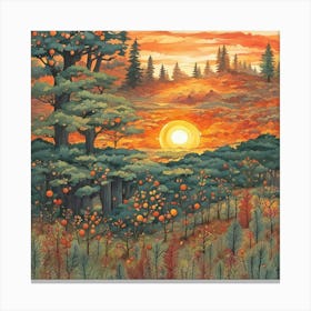 Sunset In The Woods 4 Canvas Print