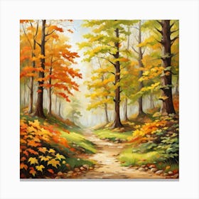 Forest In Autumn In Minimalist Style Square Composition 36 Canvas Print