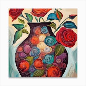 Roses In A Vase 8 Canvas Print