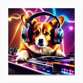 Corgi Dj Canvas Print