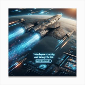 Spaceship In Space 16 Canvas Print