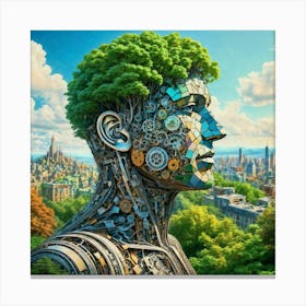 Man With A Tree On His Head Canvas Print