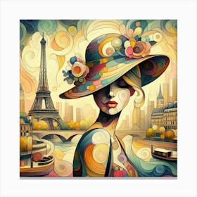 Abstract Art French woman in Paris 5 Canvas Print
