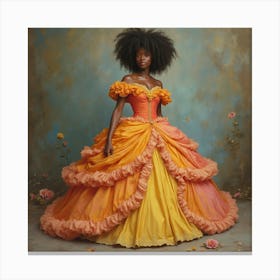 African American Woman in Colorful  Civil War Era Gown Canvas Print