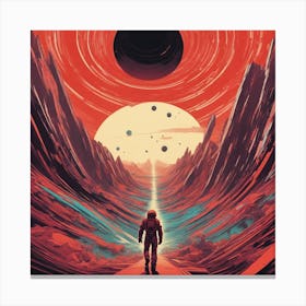 Mars Is Walking Down A Long Path, In The Style Of Bold And Colorful Graphic Design, David , Rainbow Canvas Print