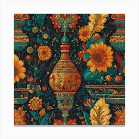 Turkish Floral Wallpaper Canvas Print