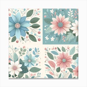 Flowers, Vector Art style 2 Canvas Print