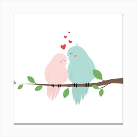 Love Birds On A Branch Canvas Print